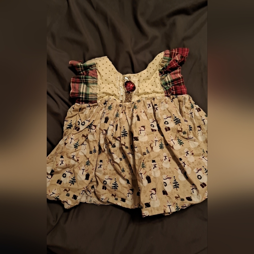 Holliday Christmas dress, handmade, baby girl 6-9 months